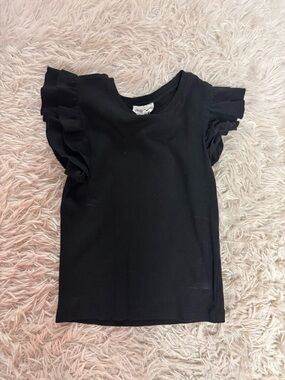 Francesca's Collections Black Ruffle Sleeve Tee - Girls